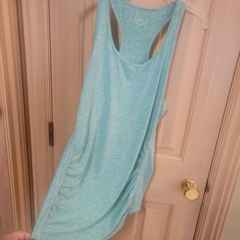 Glamix Maternity Racer Back Spandex Yoga Athletic Tank Top Sz XL Teal Green - Picture 2 of 5